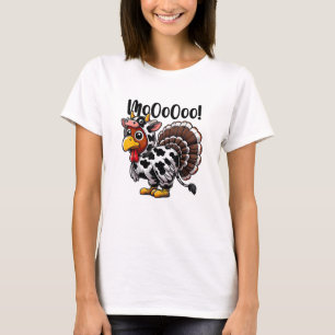 Turkije Moo Funny Turkije Koe Thanksgiving T-shirt