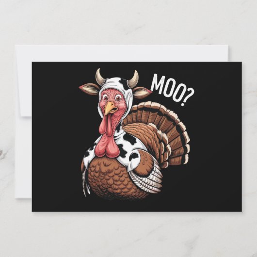 Turkije Moo Grappige Thanksgiving Feestdagenkaart (Voorkant)