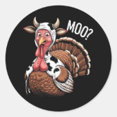 Turkije Moo Grappige Thanksgiving Ronde Sticker (Voorkant)