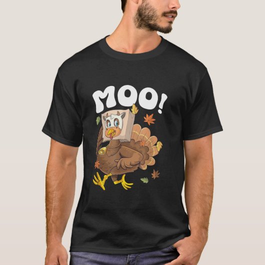 Turkije Moo Grappige Thanksgiving Schattige Turkij T-shirt (Voorkant)