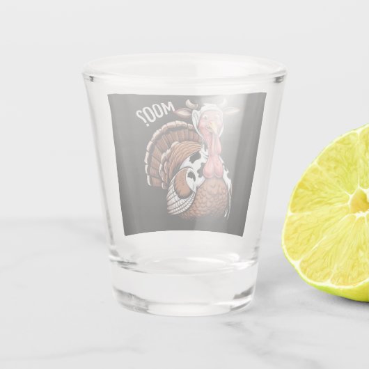 Turkije Moo Grappige Thanksgiving Shot Glas (Achterkant)