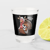 Turkije Moo Grappige Thanksgiving Shot Glas (Voorkant)