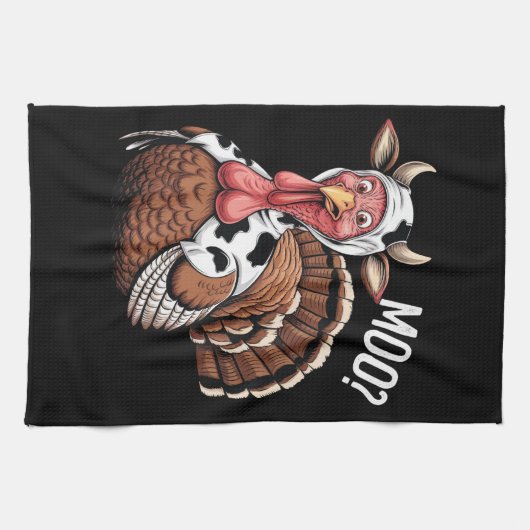 Turkije Moo Grappige Thanksgiving Theedoek (Horizontaal)