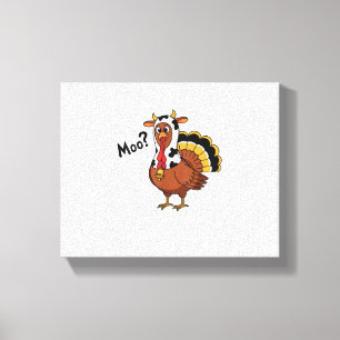 Turkije Moo Koe Grappige Thanksgiving Prestatie Sp Canvas Afdruk