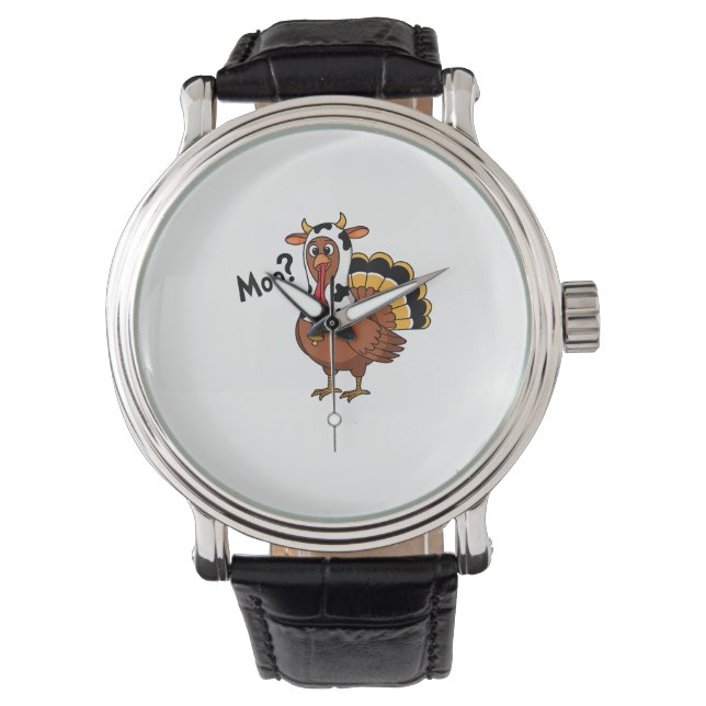 Turkije Moo Koe Grappige Thanksgiving Prestatie Sp Horloge (Voorkant)