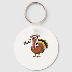 Turkije Moo Koe Grappige Thanksgiving Prestatie Sp Sleutelhanger