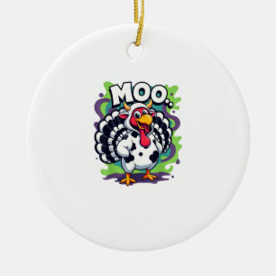 Turkije Moo Koe Grappige Thanksgiving - Schattige  Keramisch Ornament