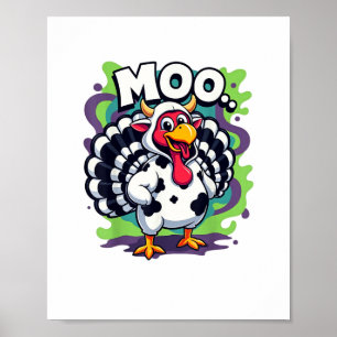 Turkije Moo Koe Grappige Thanksgiving - Schattige Poster
