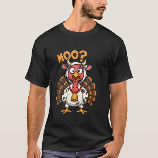 Turkije Moo Koe Kostuum Grappige Thanksgiving Fake T-shirt (Voorkant)