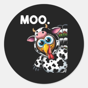 Turkije Moo Koe Kostuum Grappige Thanksgiving Hall Ronde Sticker