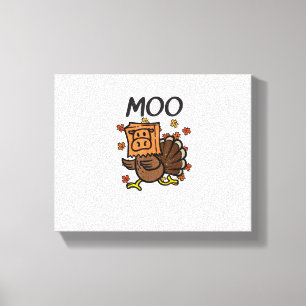 Turkije Moo Koe Kostuum Grappige Thanksgiving Turk Canvas Afdruk