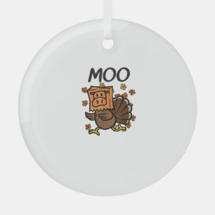 Turkije Moo Koe Kostuum Grappige Thanksgiving Turk Glas Ornament