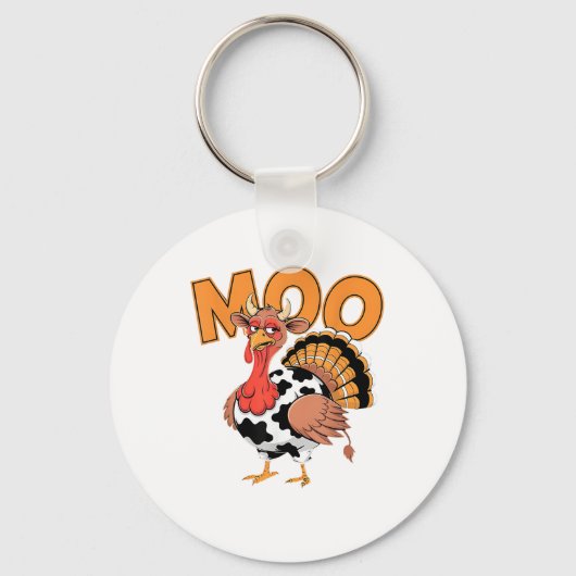 Turkije Moo Koe Kostuum Grappige Thanksgiving Turk Sleutelhanger (Voorkant)