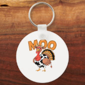 Turkije Moo Koe Kostuum Grappige Thanksgiving Turk Sleutelhanger (Voorkant)