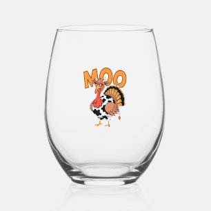 Turkije Moo Koe Kostuum Grappige Thanksgiving Turk Wijnglas Zonder Voet