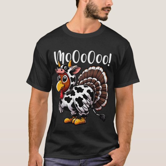 Turkije Moo Thanksgiving Grappig T-shirt (Voorkant)