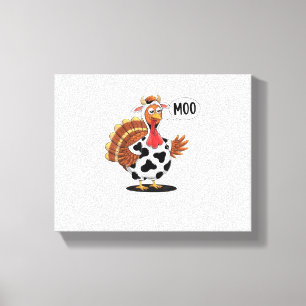 Turkije Moo Thanksgiving Grappig Turkije Koe Moo F Canvas Afdruk