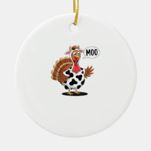 Turkije Moo Thanksgiving Grappig Turkije Koe Moo F Keramisch Ornament