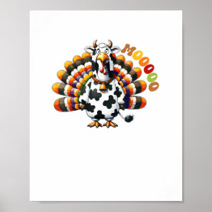 Turkije Moo Thanksgiving Koe Turkije Humor Funny _ Poster