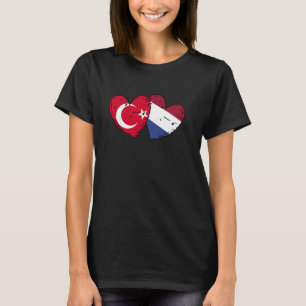 Turkije Nederland Hearts Flag Turks Nederlands Vri T-shirt
