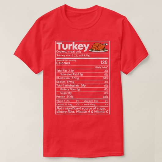 Turkije Nutrition Facts Funny Thanksgiving Christm T-shirt (Design voorkant)