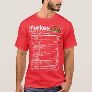 Turkije Nutrition Facts Funny Thanksgiving Christm T-shirt