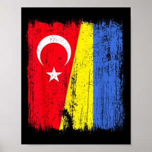 Turkije Oekraine Half Vlag Turks Oekraïens Erfgoed Poster