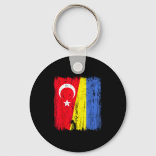 Turkije Oekraine Half Vlag Turks Oekraïens Erfgoed Sleutelhanger