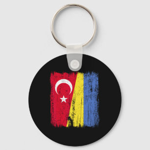 Turkije Oekraine Half Vlag Turks Oekraïens Erfgoed Sleutelhanger
