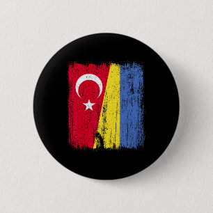 Turkije Oekraïne Halve Vlag Turkse Oekraïense Erfg Ronde Button 5,7 Cm