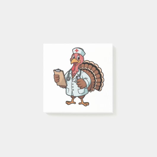 Turkije op een Nursing Scrub Nurse Thanksgiving Post-it® Notes (Voorkant)