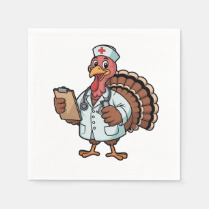 Turkije op een Nursing Scrub Nurse Thanksgiving Servet