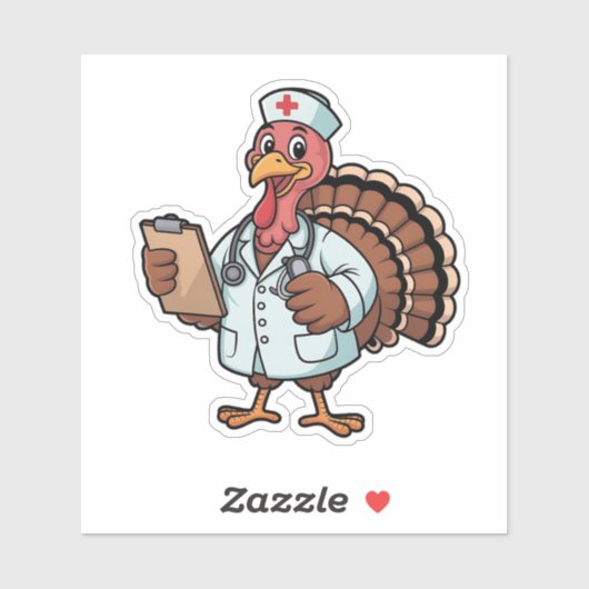 Turkije op een Nursing Scrub Nurse Thanksgiving Sticker (Vel)