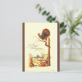  Turkije op een Stump Thanksgiving Greeting Briefkaart (Staand voorkant)