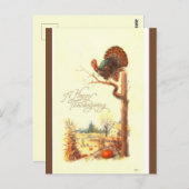  Turkije op een Stump Thanksgiving Greeting Briefkaart (Voorkant / Achterkant)