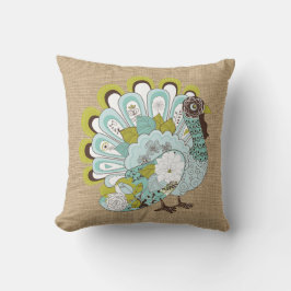 Turkije op faux Burlap Kussen