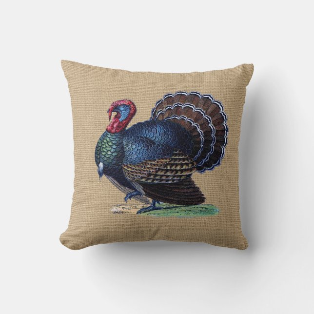  Turkije op faux Burlap Pillow Kussen (Voorkant)