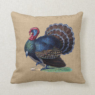 Turkije op faux Burlap Pillow Kussen