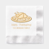 Turkije op Platter Happy Thanksgiving familienaam Folie Servetten (Voorkant)