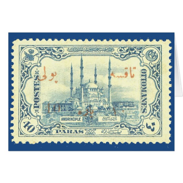Turkije Ottomaanse Rijk Stempel  - Blauw & Wit (Voorkant Horizontaal)