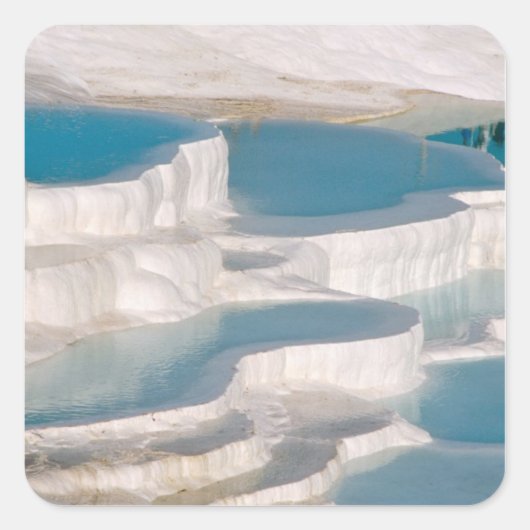 Turkije, Pamukkale Cotton Castle). Vierkante Sticker (Voorkant)