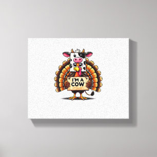 Turkije Paper Bag Moo Ik ben een Koe Thanksgiving Canvas Afdruk