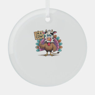 Turkije Paper Bag Moo Ik ben een Koe Thanksgiving  Glas Ornament