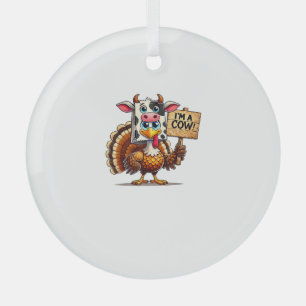 Turkije Paper Bag Moo Ik ben een Koe Thanksgiving Glas Ornament