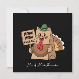 Turkije Papieren Tas Meow Funny Thanksgiving Cat Kaart