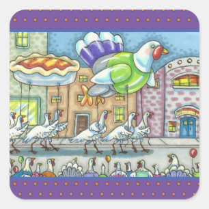 TURKIJE PARADE, THANKSGIVING DAG HELIUMBALLOONS VIERKANTE STICKER