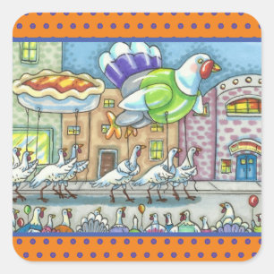 TURKIJE PARADE, THANKSGIVING DAG HELIUMBALLOONS VIERKANTE STICKER