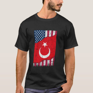 Turkije  Patriottische Turks-Amerikaanse Vlag T S T-shirt