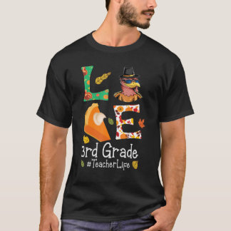 Turkije Pilgrim Thanksgiving Day LOVE 3rd Grade Te T-shirt