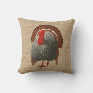 Turkije Pillow op faux Burlap Kussen